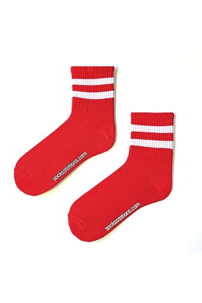 Socks Stations Унісекс червоного кольору, білі смужки, довгі коледжні спортив...