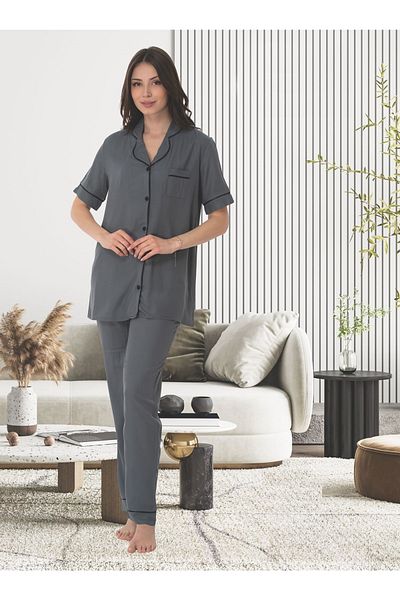 Effortt Set pijama cu mânecă scurtă cu nasturi în față