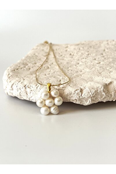 Ladies&Gentlemen Çiçek Motifli Tasarım Gerçek Inci Kolye