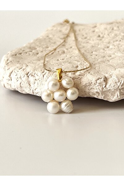 Ladies&Gentlemen Çiçek Motifli Tasarım Gerçek Inci Kolye