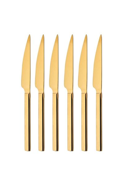 DMR LİFE 6 Pieces Diamond Titanium Gold Dining Knife