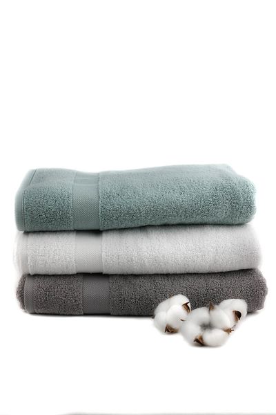 Taka Fabrics Wave 100% βαμβακερό μπάνιο, στεγνωτήριο, πετσέτα επισκεπτών 3 τεμαχίων μέγεθος 70x140 cm Σετ γκρι, ακουα, λευκό