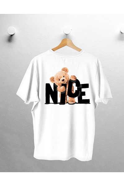 CANDEL Unisex Front Hi Back Nice Printed White Oversize T-shirt