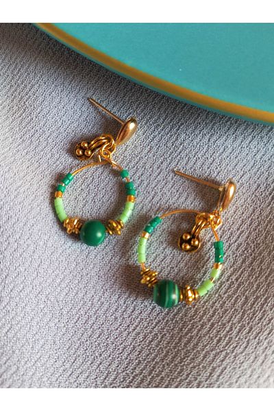 delay art Beaded Ethnic Bohemian Hoop Earrings Ebru Bijuteri