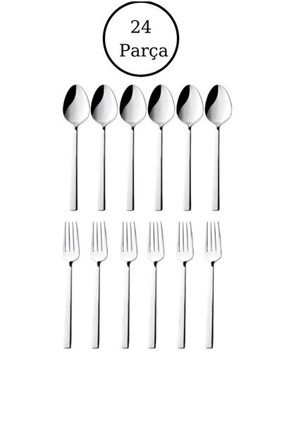 gök Tongue Tuana 24 Piece Dinnerware Set 12 Dinner Spoons 12 Dinner Forks