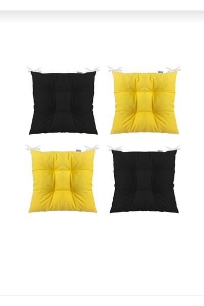 Karasi 4-Piece Combination Fluffy Square Chair Cushion 40×40cm Yellow-Black