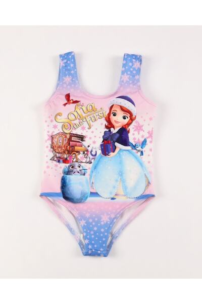 Gülersan Tekstil Girl's Swimsuit Sofia Digital Printed Sea Pool Swimsuit