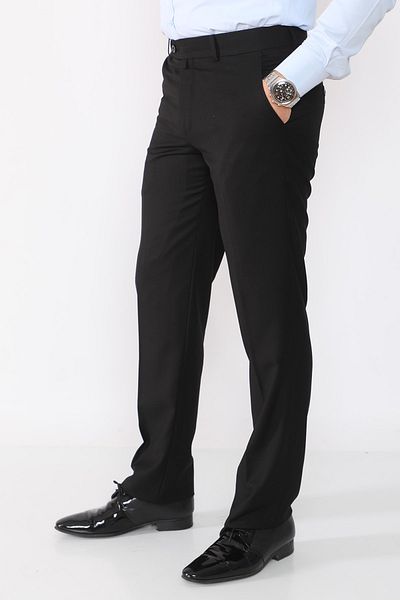 R-Germen Men's Black Regular Fit Fabric Trousers