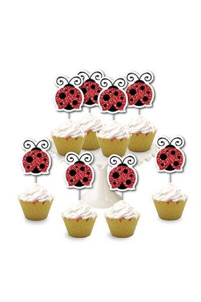 Party City مجموعة من 8 أعواد أسنان إيفا ديلوكس اللامعة على شكل خنفساء