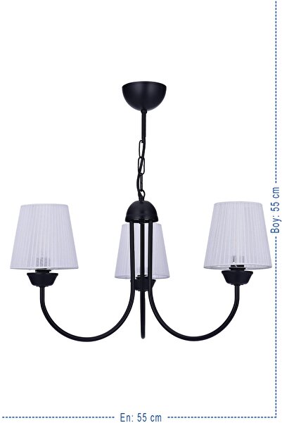 polataydinlatma Oregon 3 Lü Siyah Avize (beyaz Şapkalı)