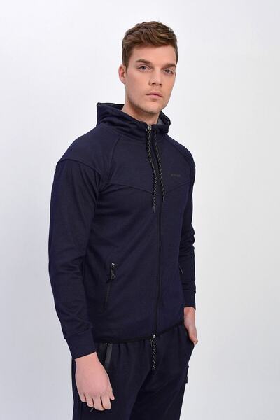 DYNAMO Чоловічий темно-синій комбінезон з капюшоном плюс розмір з кишенями