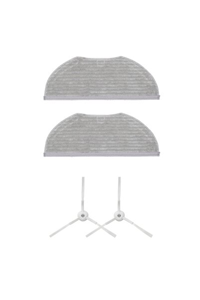 robotyedek ممسحة بديلة وفرشاة جانبية متوافقة مع Xiaomi Essential Mjstg1 - 4 قطع