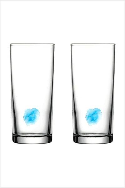 Paşabahçe Watercolor Patterned Raki Glass 2 Pieces Blue