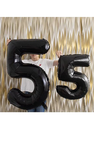 PARTİAVM Black Number Balloon Foil 1 Year Old Number Balloon 76cm (34 Inc Helium Compatible)
