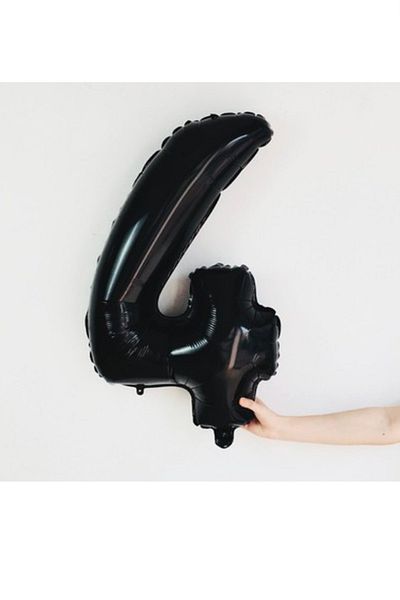PARTİAVM Black Number Balloon Foil Age 4 Number Balloon 76cm (34 Inc Helium Compatible)