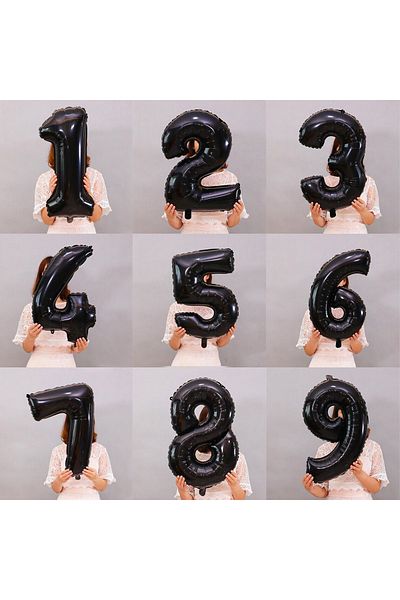 PARTİAVM Black Number Balloon Foil 3 Year Old Number Balloon 76cm (34 Inc Helium Compatible)