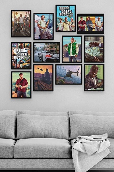 herotasarım Gta 12 Parça Ahşap Mdf Tablo Zlltb205