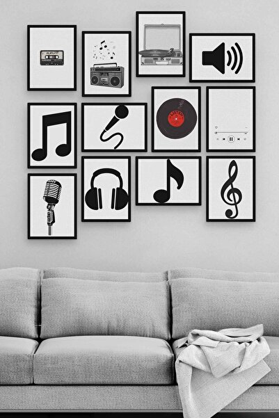 Genel Markalar Müzik 12 Parça Ahşap Mdf Tablo Zlltb195