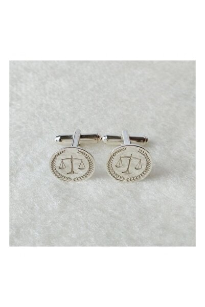 Gökdeniz 925 Adalet Terazisi Özel Tasarım 925 Ayar Gümüş Erkek Kol Düğmesi