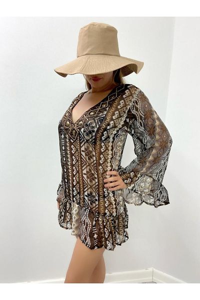 Secret Passion Lingerie Νέα καλοκαιρινή σεζόν Λεπτομέρεια πέτρας Βιολογικό μπατίκ Βαφή Νέας σεζόν Pareo Silk 1380