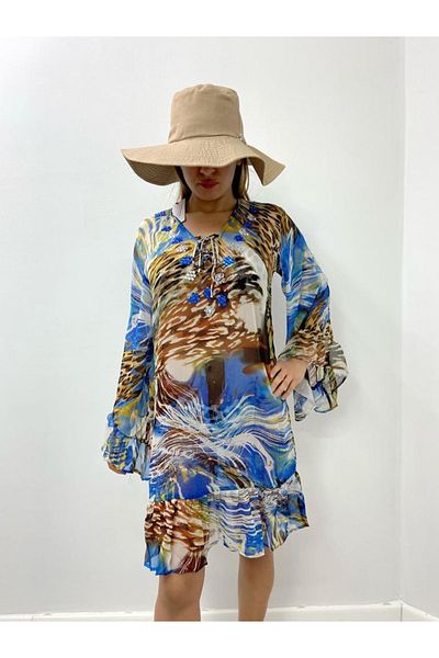 Secret Passion Lingerie Vopsea antibacteriană albastră Tie Dye New Season Pareo Silk 5070