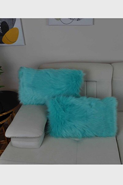 Paris Life غطاء وسادة قطيفة قماش فاخر مستورد - تركواز (مستطيل)