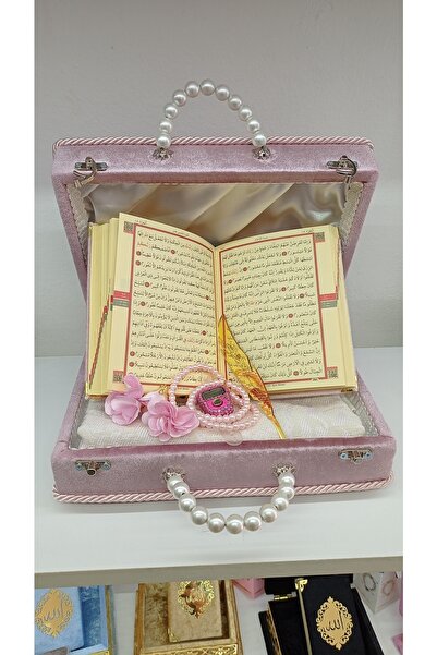 MevlitDunyası İnci Tasarım Kadife Çantalı Seccade Seti