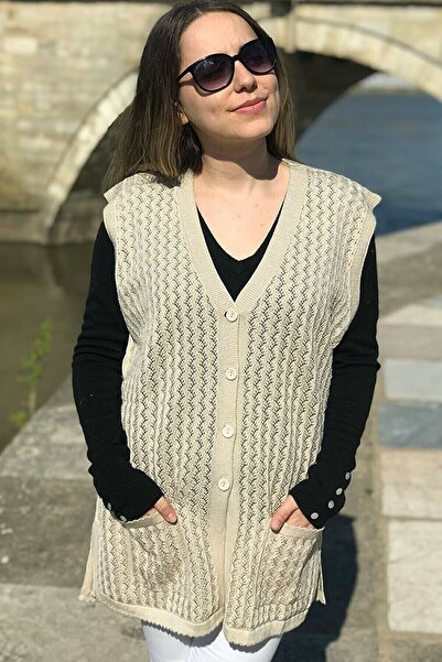 Nacar Kadın Merserize Motif Yelek