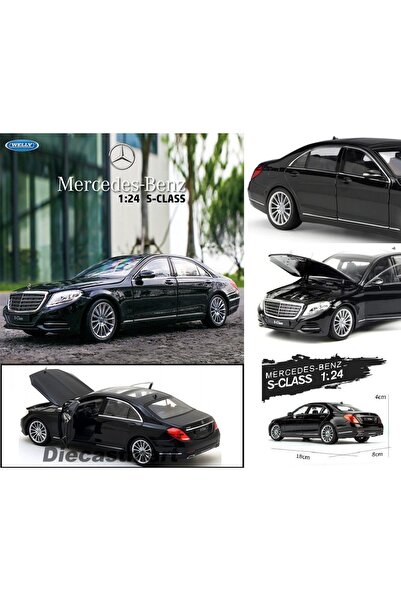 scntoys Mercedes Benz S500 Class 1.24 Metal Araba Dıecast Orjinal Black Merce...