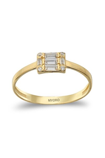 MYORO 14 Ayar Altın Baget Minimal Eklem Yüzük