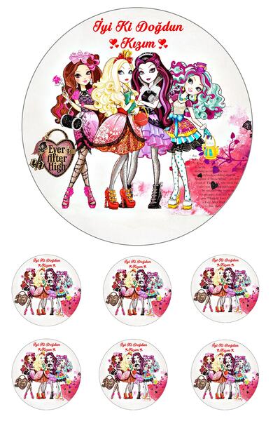Pasta9 Yenilebilir Pasta Resmi Pirinç Kağıdından Ever After High 6-8-10 Kişil...