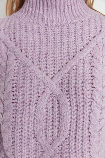 Trendyol Collection Pulover de tricotaj liliac cu potrivire largă - Textura moale TWOAW20KZ0171