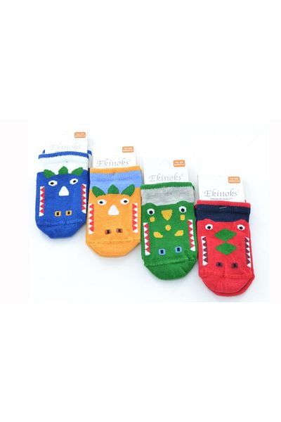 Ekinoks 4-Piece Olezka Patterned Boys' Booties Socks