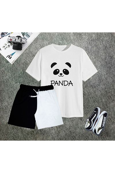ciwi&life Unisex Print Panda Black-white S-hort Combination