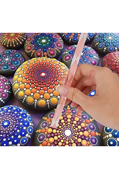 Dot Mandala Çubukları 8'li Set, Farklı Büyüklüklerde Mandala Kalemi, Akrilik Çubuk Kalemi