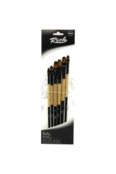 Rich Yeni Seri Kedi Dili Yağlıboya - Akrilik Fırça Seti 6 Lı Set (no : 2,4,6,...