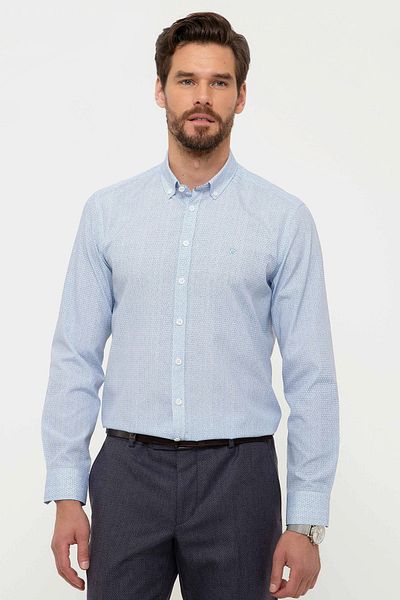 Pierre Cardin Ανδρικό μπλε πουκάμισο Uzunkol G021GL004.000.880179.VR036