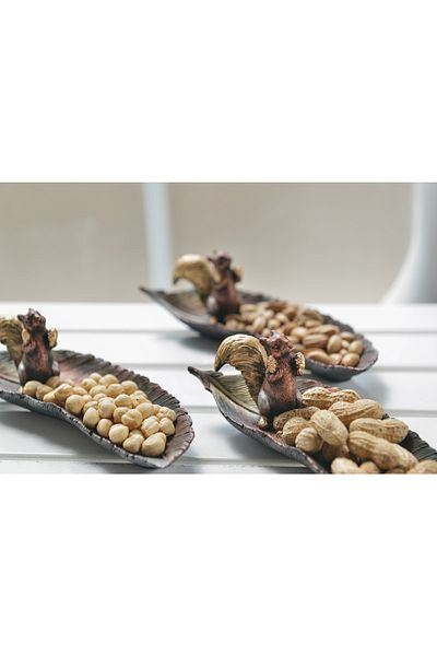 Gift Garden Squirrel Figured Snack Bowl Presentation 3-Piece Plate Special Design Trinket Gift Object