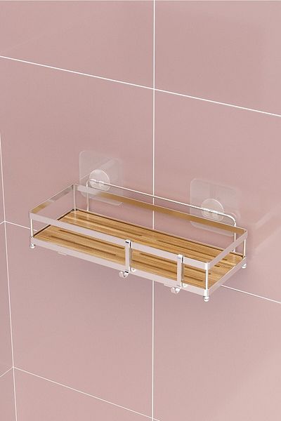 Teknotel Raft pentru baie și bucătărie cu cârlig adeziv Silver St180h