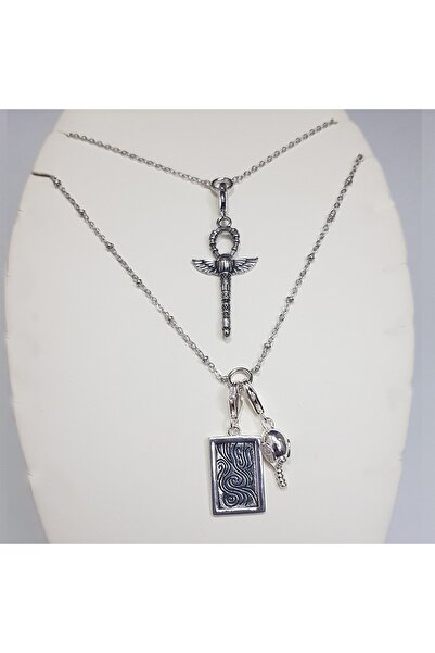 TONSTYLE Ts001511 Charm Çapraz Hayat Ankh Ve Maske Iki Zincirli 44+5 Cm 925 A...