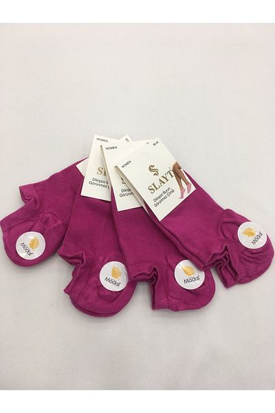 Slayt 4 τεμάχια Cotton Modal Mixed μονόχρωμα λεπτά καλοκαιρινά γυναικεία αόρατα μποτάκια (sneakers)
