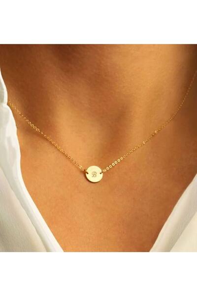 Dizayn Kutu Yuvarlak Harf Gümüş Plaka Kolye