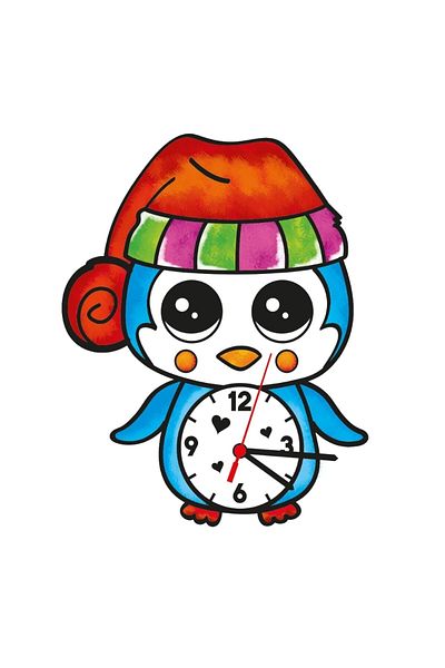 mortoys 3D Wooden Penguin Model Clock Painting + Clock Mechanism + Paint + Brush Set, Clock Painting Set