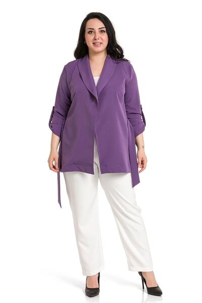 DISENTIS MODEST Μωβ παλτό με γιακά σάλι μεγάλου μεγέθους με διπλωμένα μανίκια