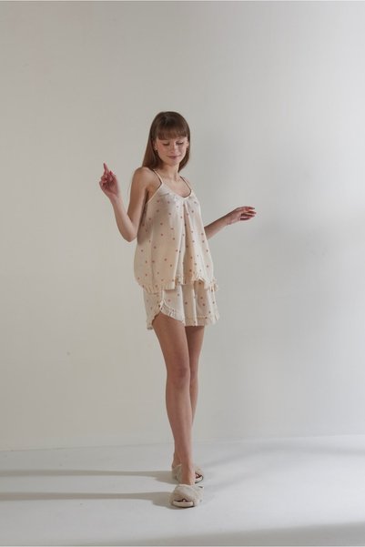 Serbella Polka Dot Nightgown and Shorts Set