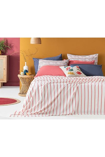English Home Petite Daisies Yarn Painted Viscose Double Pike 200x220 cm Pink