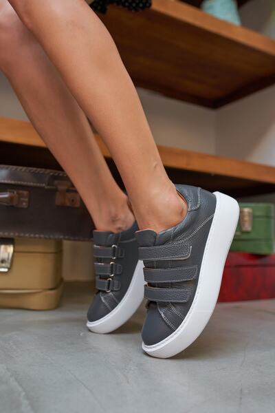 ANGELİNA JONES Emma Kadın Antrasit Gercek Deri Cirtli Sneakers