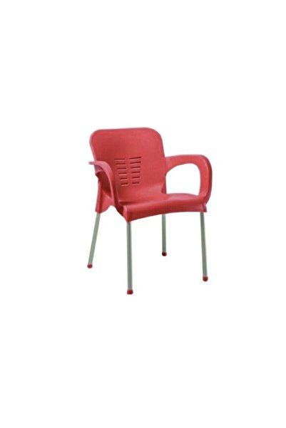 SAZLIK Metal Ayaklı Paris Plastik Sandalye Kırmızı