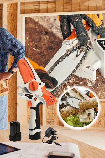 Jetta Power Tools Jetta Power Akülü Bıçkı Ağaç Kesme Dal Kesme Şarjlı El Testeresi Budama Turuncu