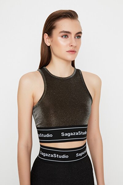 Trendyol Collection Dzianinowy stanik X Sagaza Studio złoty TPRAW22BS0014